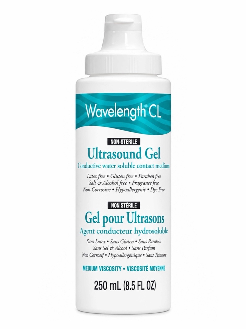 WAVELENGTH CL ULTRASOUND GEL 250ML - CLEAR MULTIPURPOSE